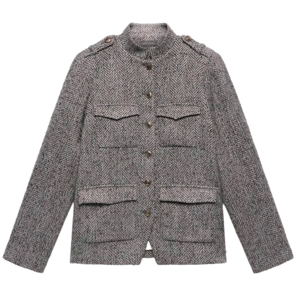 Mint Velvet Grey Wool Blend Military Jacket